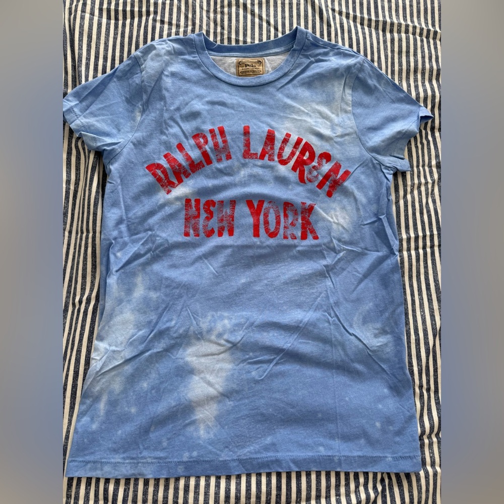 Polo by Ralph Lauren Light Blue Tee with Red 'Ralph Lauren New York' Graphic